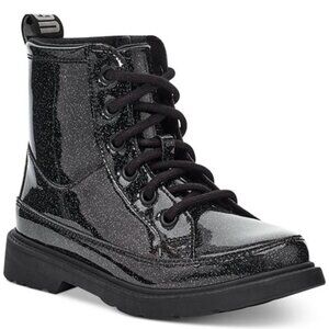 UGG Robley Glitter Booties Combat Boots Black Big Kids Size 6 Womens 7 NEW